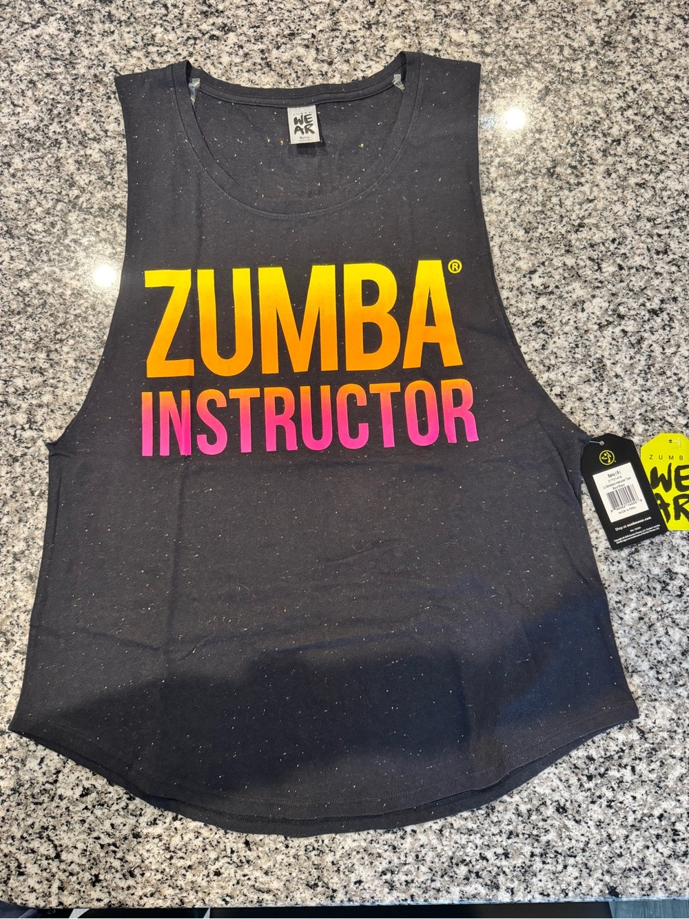 Zumba Fitness Black Tank with Yellow-to-Pink Ombre Logo
